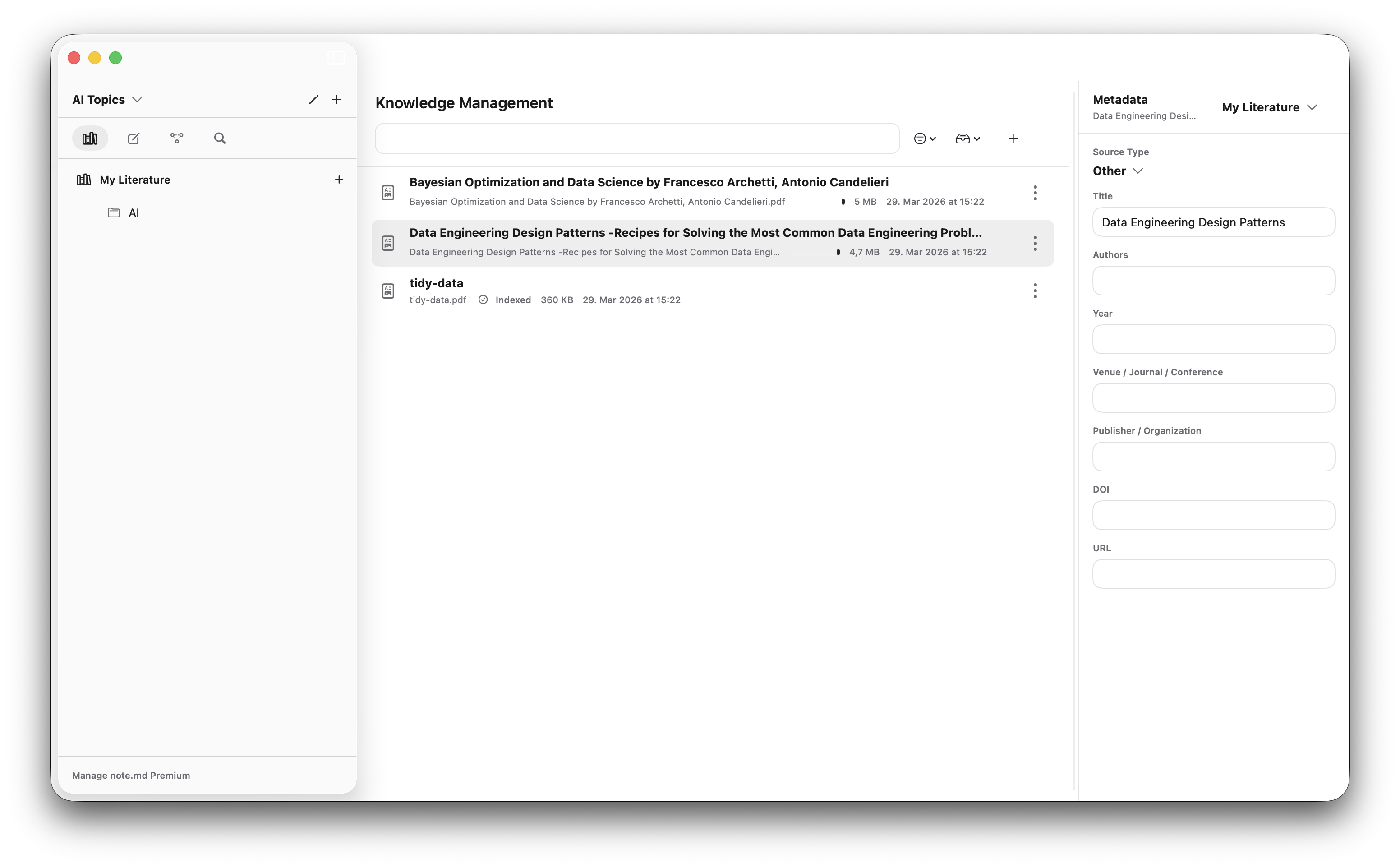 note.md Knowledge Management screenshot